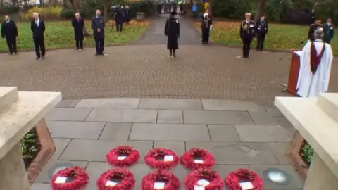 Cardiff council Wreaths at the Welsh National War Memorial,