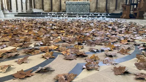 Worcester Cathedral Leaves in the cathedral