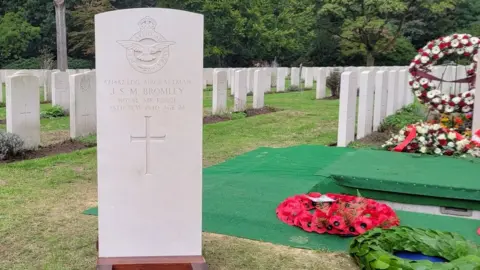 Ministry of Defence The headstone of Leading Aircraftman John Stuart Mee Bromley at Jonkerbos War Cemetery in the Netherlands