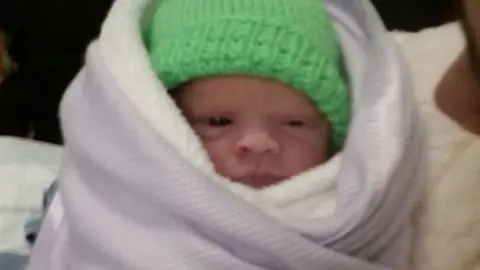 BBC Baby Amelia who was born on Thursday during the snow