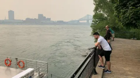 Getty Images Poor air quality was visible in Montreal earlier this week