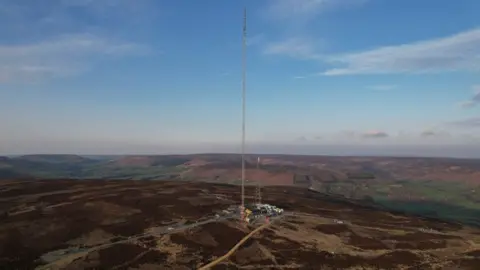 The new Bilsdale mast in situ