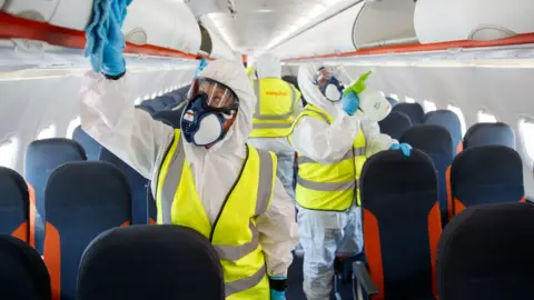 PA Media Enhanced cleaning onboard an Easyjet plane