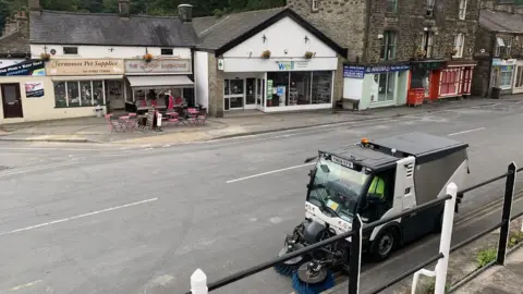 BBC Road sweeper in Whaley Bridge