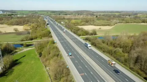 BBC Aerial view of M62