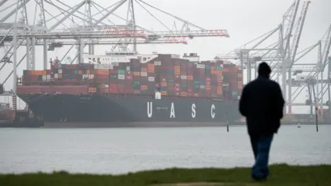 PA Media Container ship at Port of Southampton