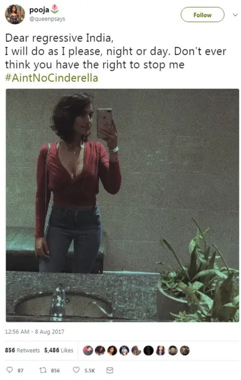 queenpsays Dear regressive India, I will do as I please, night or day. Don't ever think you have the right to stop me #AintNoCinderella