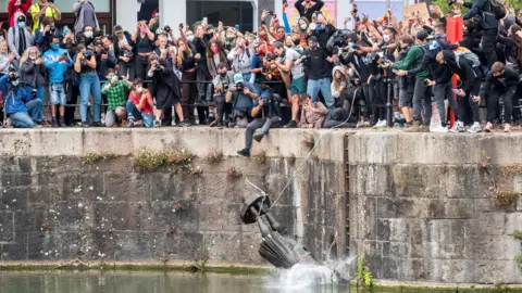 Reuters Anti-racism protesters in Bristol pulled down a statue of slave trader Edward Colston