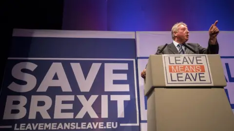 Matt Cardy/Getty Images Sammy Wilson speaking at a Brexit event in October