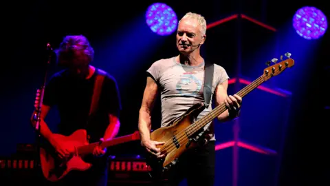 Getty Images British rock-star Sting performs during a concert at the Arena in Reims, eastern France, on October, 5 2022