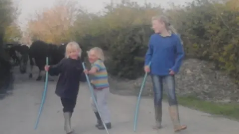 Trevor Grooms Mr Grooms and his wife, Sue, had help from their children, Beca, Jac and Sophie (left to right) at Ty Hen