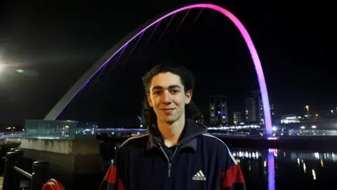 Alfie Bruce  Student Abel Harvie-Clark by the Millennium Bridge