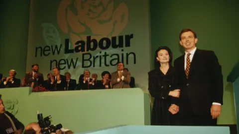 Getty Images Tony and Cherie Blair at 1994 Labour conference