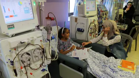 Reuters A girl undergoes treatment at the Augusta Victoria Hospital in East Jerusalem (10 September 2018)