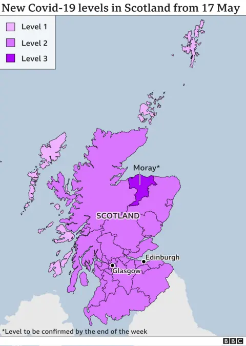 Map showing levels in Scotland