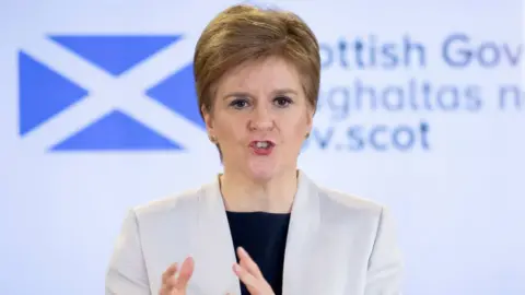 Getty Images Nicola Sturgeon at daily media briefing