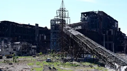 Getty Images Much of the Azovstal steel plant in the southern Ukrainian port city of Mariupol was left in ruins
