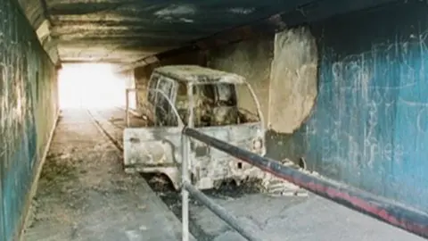 Kent police The burnt out van, found after the murder