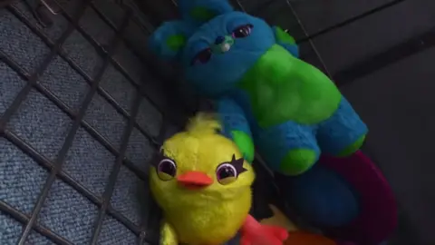 Disney/Pixar 'Ducky' and 'Bunny' in a scene from Toy Story 4