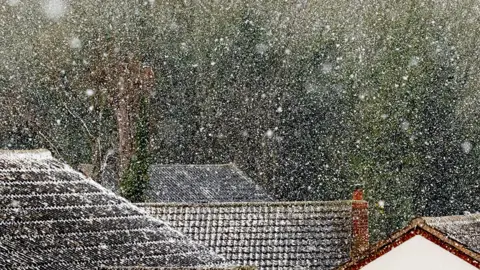 Echo Echo/BBC Weather Watchers Snowfall on rooftops in Royston, Hertfordshire