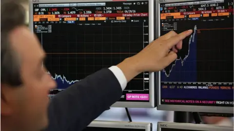 Getty Images Stock chart on a screen