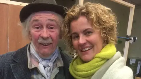 Stage manager Sarah Cash with Only Fools and Horses actor Paul Whitehouse