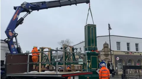 JQDT Clock being lifted into place