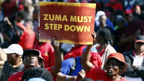 EPA Members of the opposition EFF (Economic Freedom Fighters) during a march to the Union Buildings in Pretoria