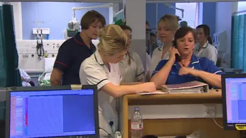 BBC A busy emergency unit at Wrexham Maelor hospital