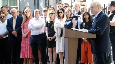 Getty Images Carrie Symonds watching Boris Johnson