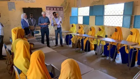 Andrew Mitchell visiting a girls' school in Dollow, Somalia