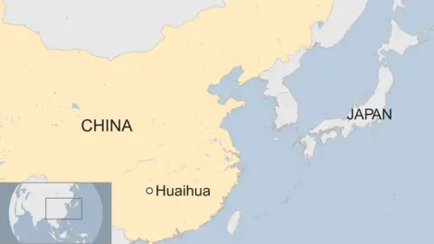 Map showing the location of Huaihua in China