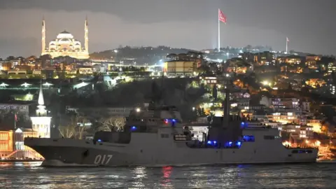 Getty Images The Pyotr Morgunov sails through the Bosphorus Strait en route to the Black Sea on 9 February