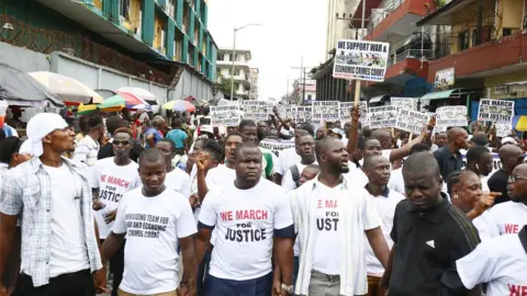 EPA Protesters demanding a War and Economic Crimes Court in Monrovia, Liberia - Monday 12 November 2018