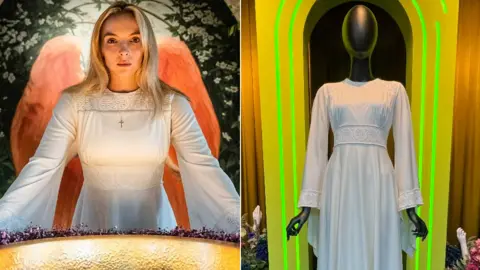 BBC/Liverpool One Jodie Comer as Villanelle in white dress