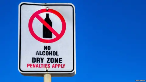 Getty Images No Alcohol zone sign