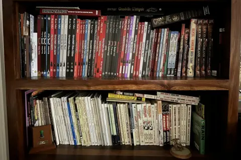 BBC Two shelves filled with books