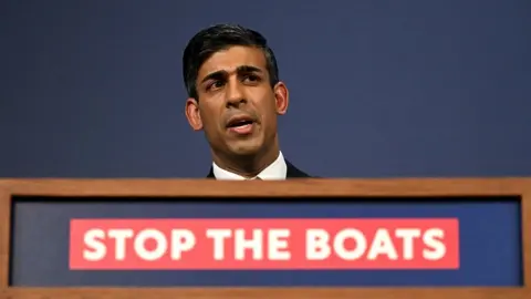 PA Media Prime Minister Rishi Sunak at a press conference in Downing Street, London