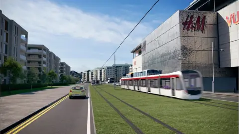 City of Edinburgh Council Tram at Ocean Drive (artist impression)