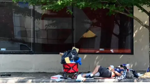 BBC Homeless man on a street in Portland