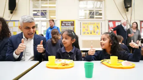 PA Media Mayor of London Sadiq Khan visits his old school, Fircroft Primary School in Tooting Bec