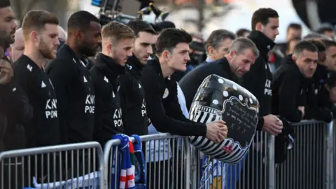 AFP/Getty L-R: Matty James, Wes Morgan, James Maddison and Harry Maguire