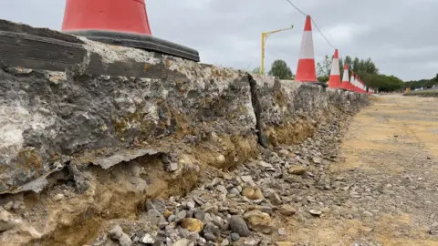 John Fairhall/BBC A section of road during the reconstruction process