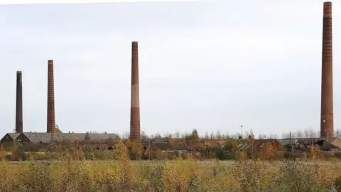 South Beds News Agency Four chimneys at the former Stewartby and Kempston Hardwick brickworks, near Bedford