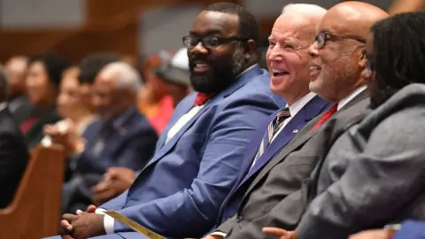 Getty Images Joe Biden attends Sunday service at the New Hope Baptist Church in Jackson, Mississippi on 8 March, 2020