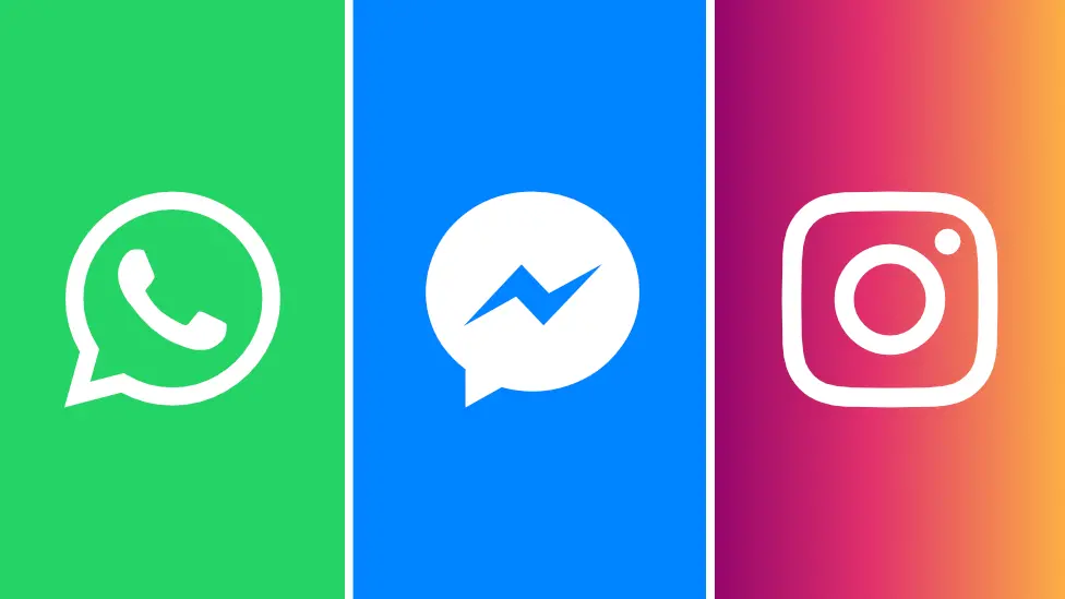 Logos for WhatsApp, Messenger and Instagram