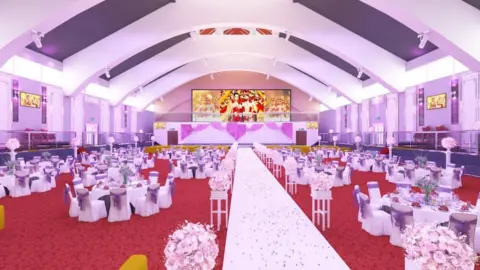 City of Wolverhampton Council CGI image a large room with a large screen chairs