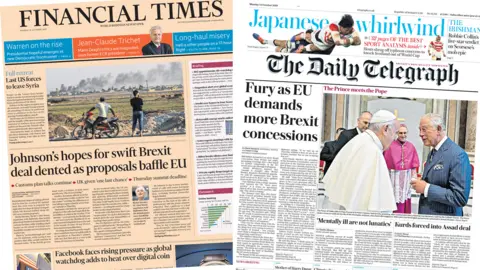 The front pages of the Financial Times and The Daily Telegraph