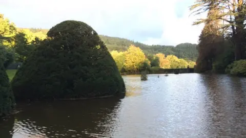 Judy Corbett Flooded grounds at Gwydir Castle