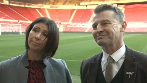 BBC Julie and Colin Cooper, speaking at the Riverside Stadium about the decision to wind down the charity
